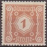 Austria - 1922 - Numbers - 1 - Marron - Numbers - Scott J103 - 0